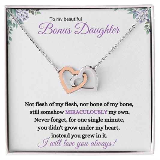 Bonus Daughter (Purple Card) - Interlocking Heart Necklace