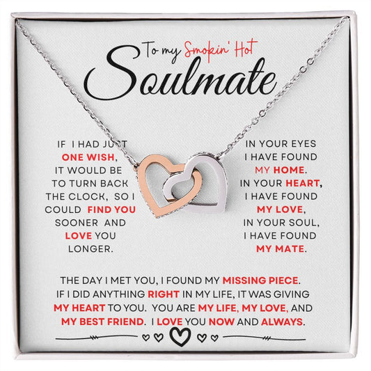 To My Smoking Hot Soulmate ( Red Hot Card) - Interlocking Hearts Necklace