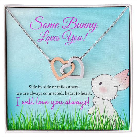 Some Bunny Loves You ( Easter Rabbit) - Interlocking Hearts Necklace