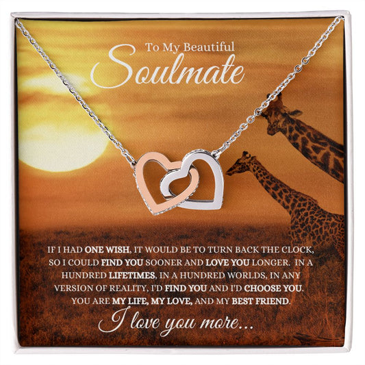 To My Beautiful Soulmate (Giraffe) - Interlocking Hearts Necklace