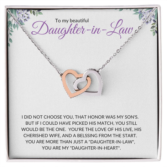 Daughter-in-Law (Purple Card) - Interlocking Hearts Necklace