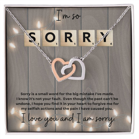 I'm so Sorry (Scrabble) - Interlocking Heart Necklace