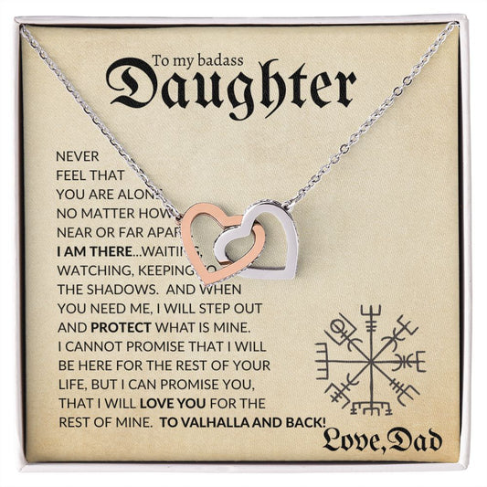 Daughter from Dad (Beige Viking Card) - Interlocking Hearts Necklace