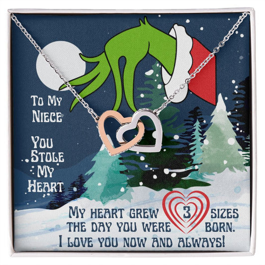 To My Niece (Grinch) - Interlocking Hearts Necklace