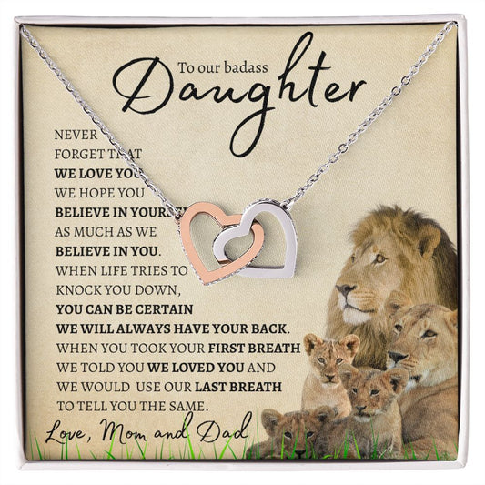 To Our Badass Daughter (Family Pride) - Interlocking Hearts Necklace