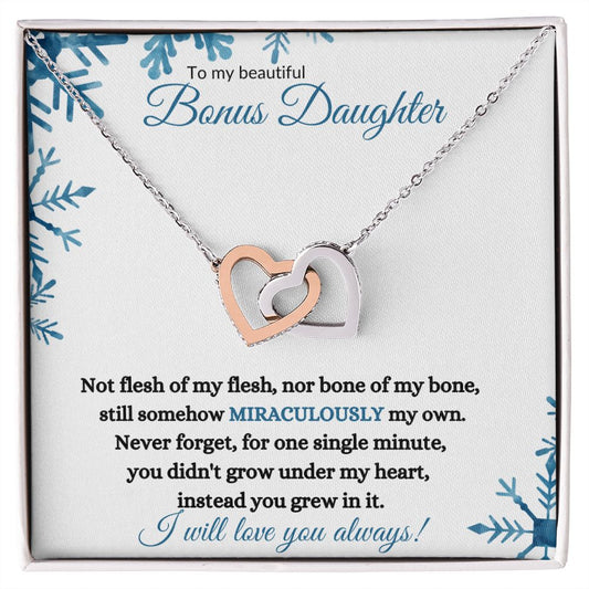 Bonus Daughter (Snowflake Christmas) - Interlocking Hearts Necklace