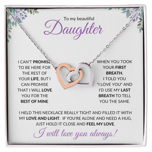Daughter (Purple Card) - Interlocking Hearts Necklace
