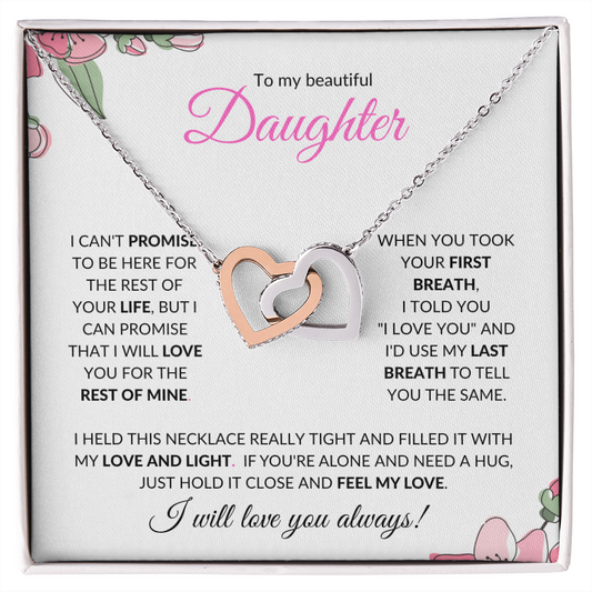 Daughter (Pink Card) - Interlocking Heart Necklace