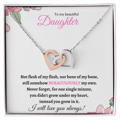 Nonbiological / adopted Daughter (Pink Card) - Interlocking hearts necklace