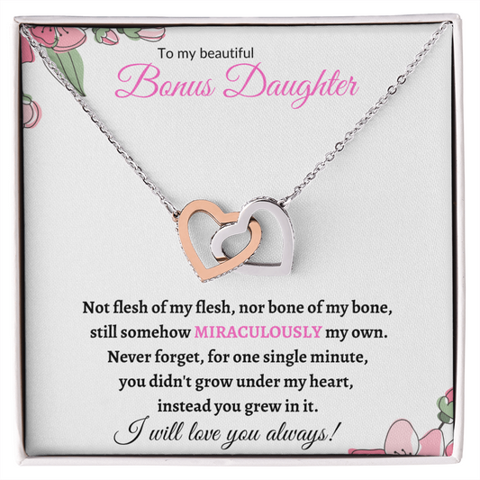 Bonus Daughter (Pink Card) - Interlocking Hearts Necklace
