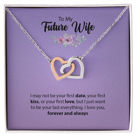 Future Wife / Fiancée (Purple Card) -Interlocking Heart Necklace