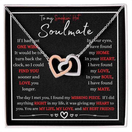 To My Smoking Hot Soulmate ( Red Hot Black Card) - Interlocking Hearts Necklace