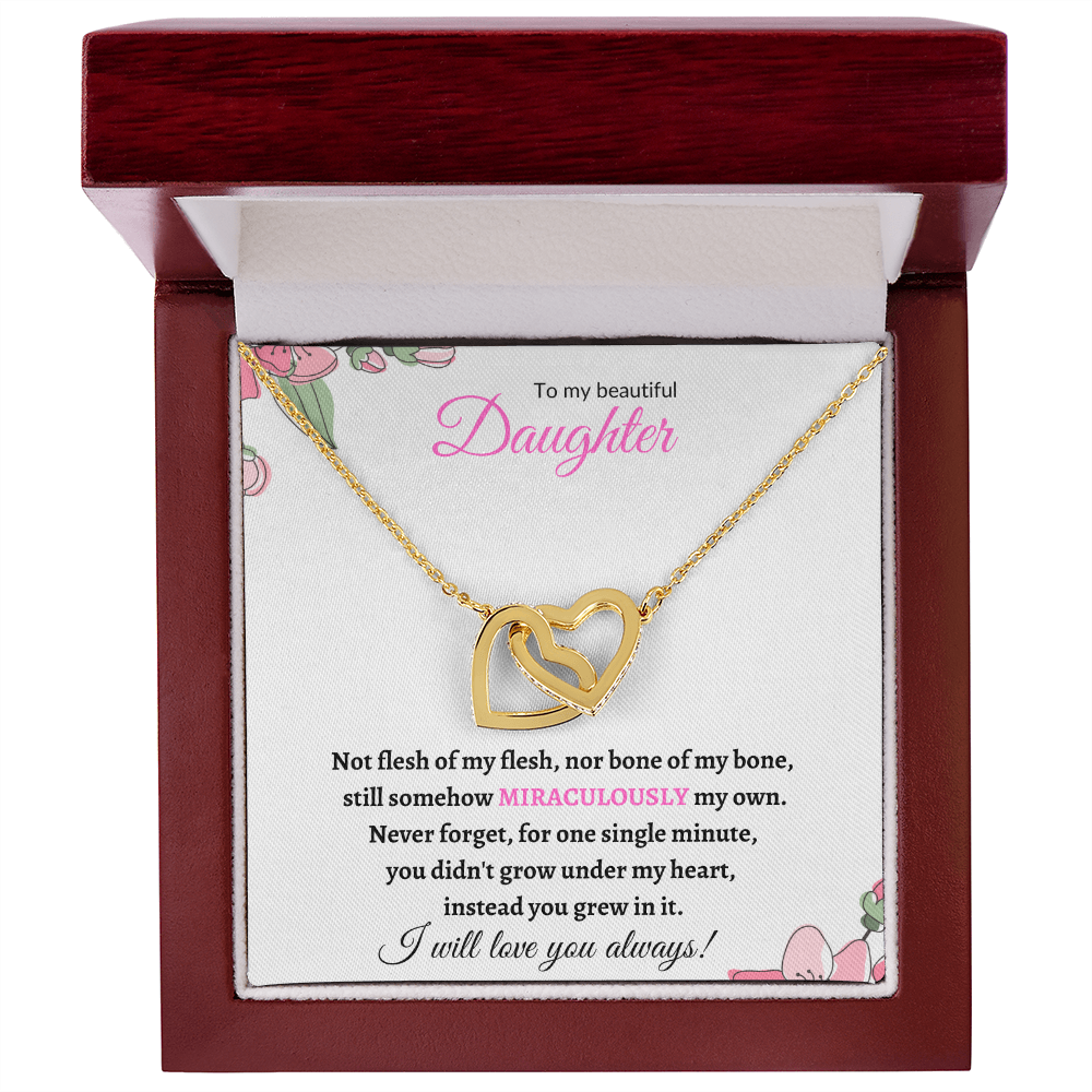 Nonbiological / adopted Daughter (Pink Card) - Interlocking hearts necklace