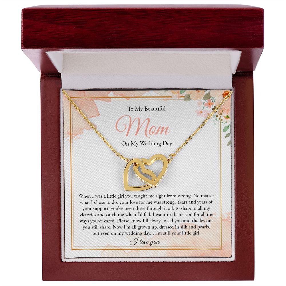 To Mom  on My Wedding Day -Interlocking Hearts Necklace