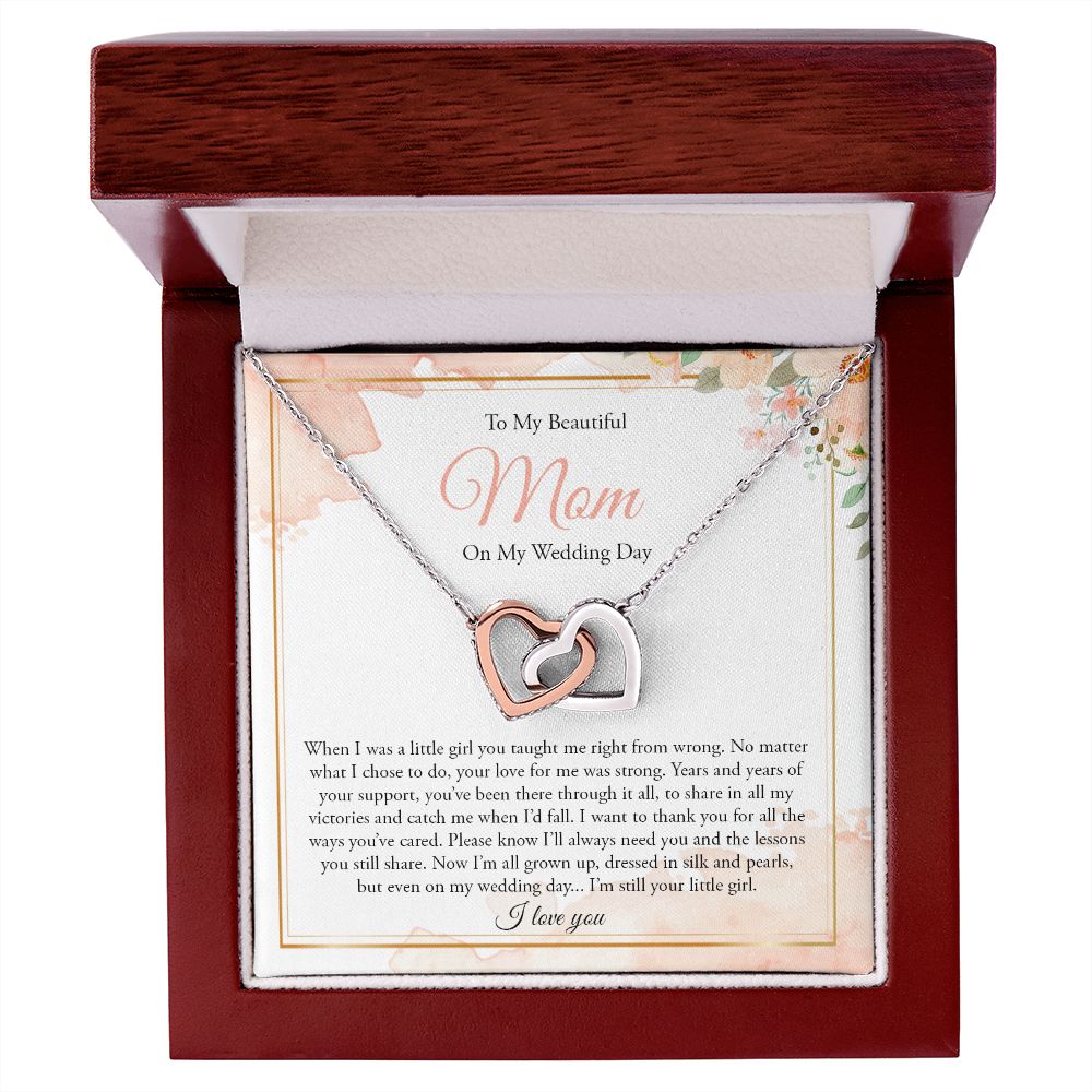 To Mom  on My Wedding Day -Interlocking Hearts Necklace