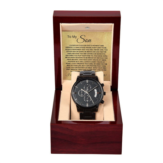 To My Son (Gold Card) - Black Chronograph Watch