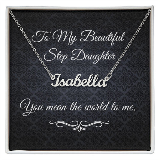 To My Beautiful Step Daughter ( Black Card ) - Custom Name Necklace