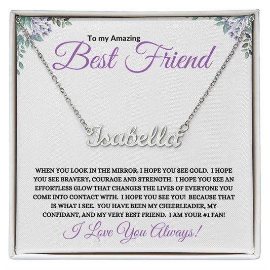 To My Amazing Best Friend (Purple Card ) - Custom Name Necklace
