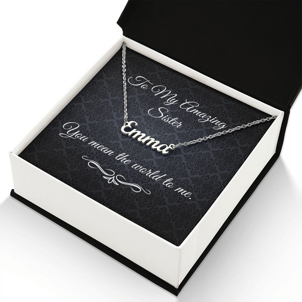 To My Amazing Sister ( Black Card ) - Custom Name Necklace