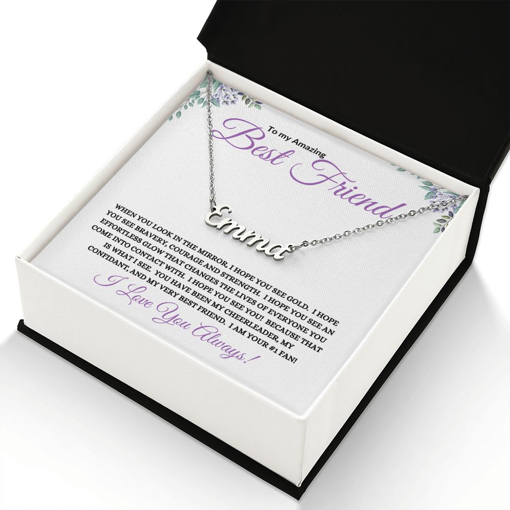 To My Amazing Best Friend (Purple Card ) - Custom Name Necklace