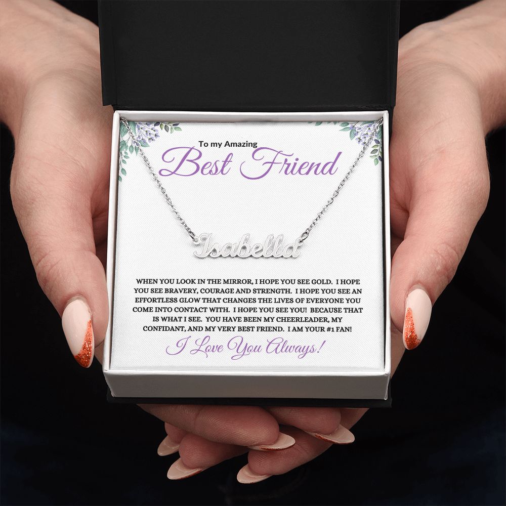 To My Amazing Best Friend (Purple Card ) - Custom Name Necklace