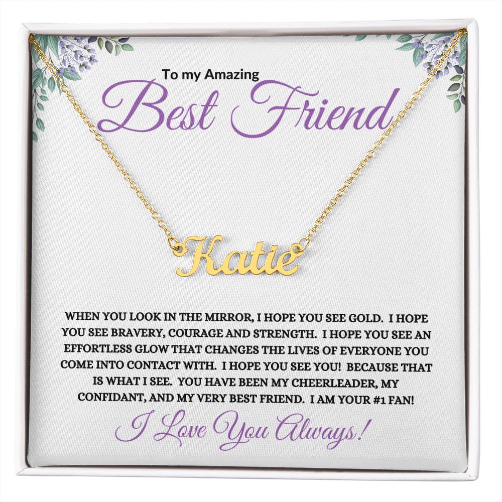 To My Amazing Best Friend (Purple Card ) - Custom Name Necklace