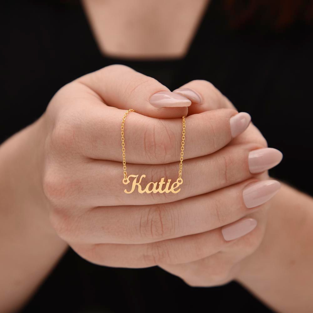 To My Beautiful Step Daughter ( Burgundy Card ) - Custom Name Necklace