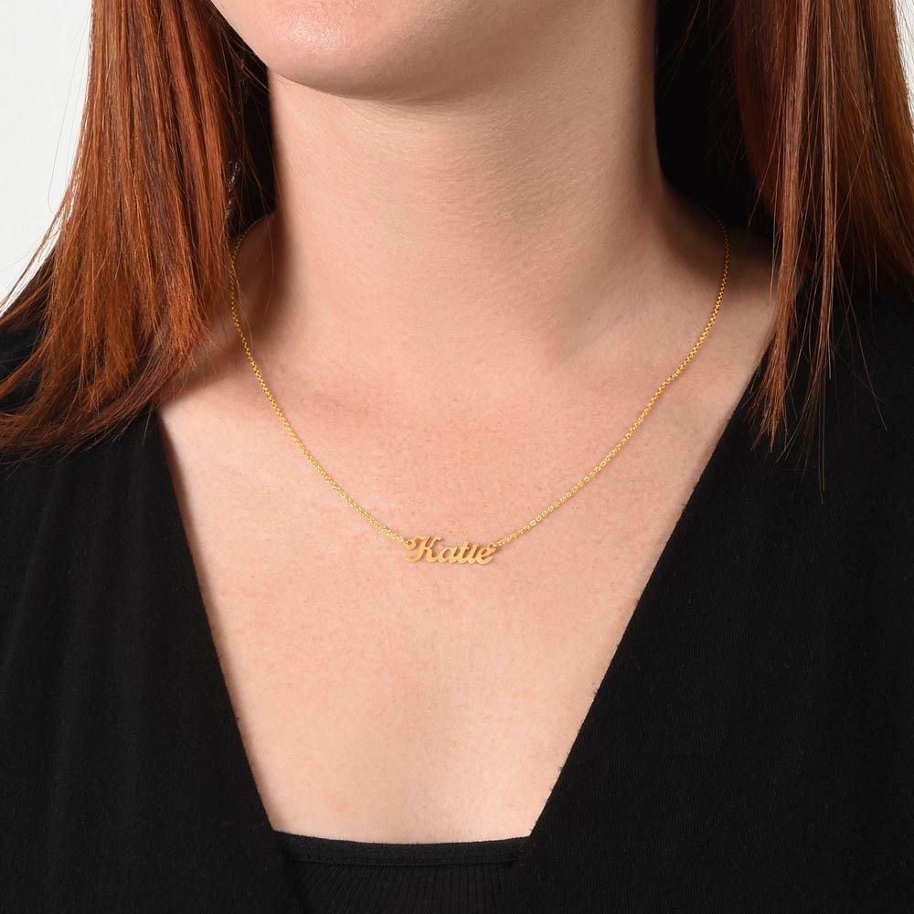 To My Beautiful Step Daughter ( Burgundy Card ) - Custom Name Necklace