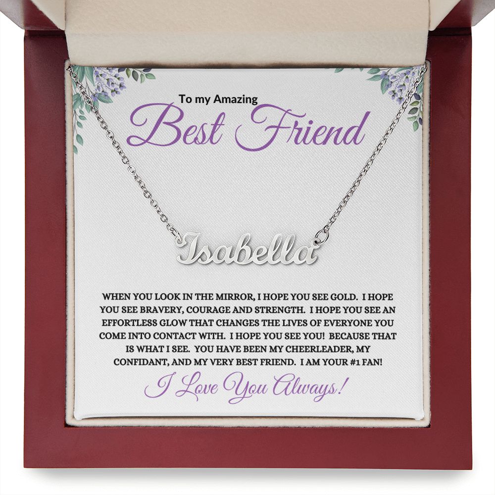 To My Amazing Best Friend (Purple Card ) - Custom Name Necklace