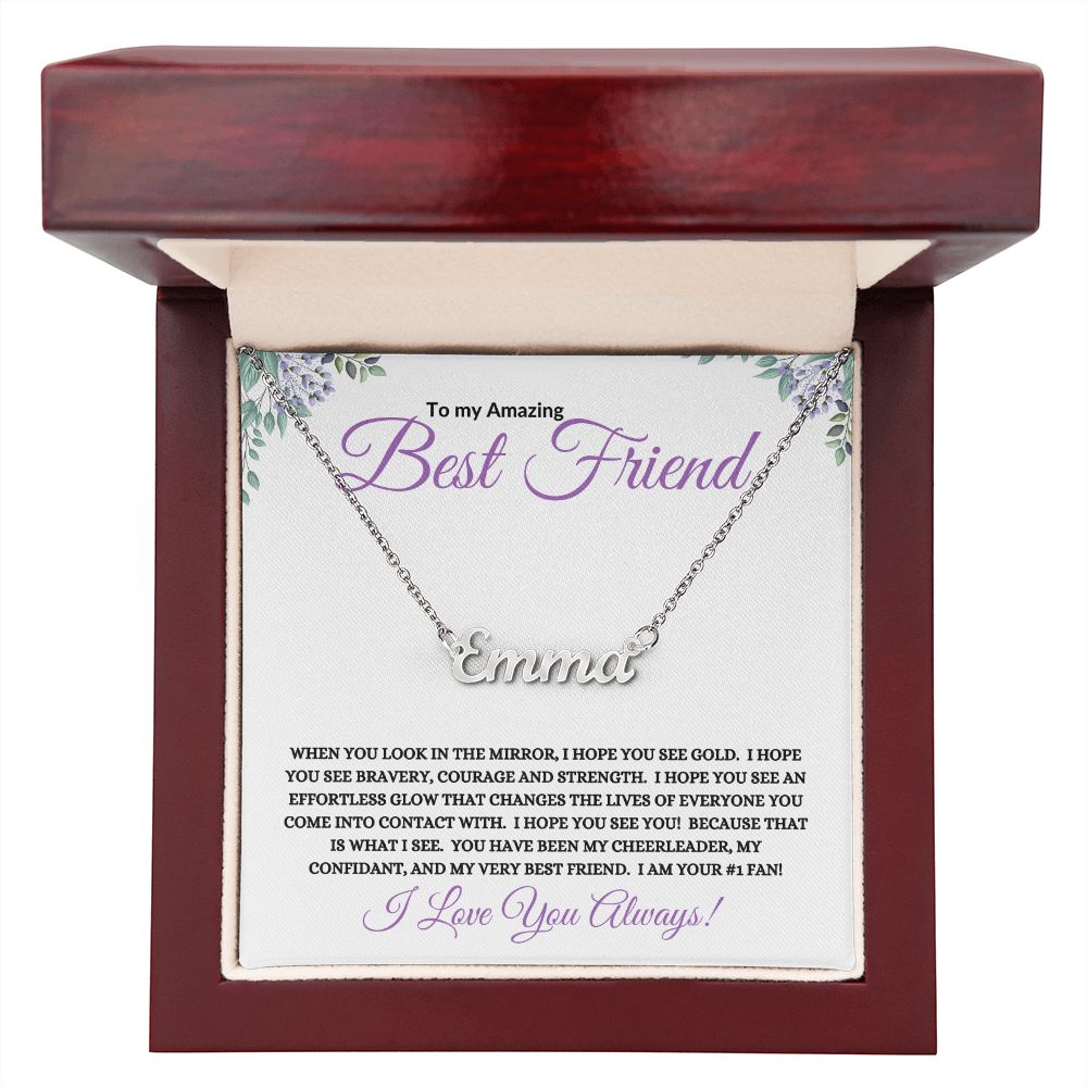 To My Amazing Best Friend (Purple Card ) - Custom Name Necklace