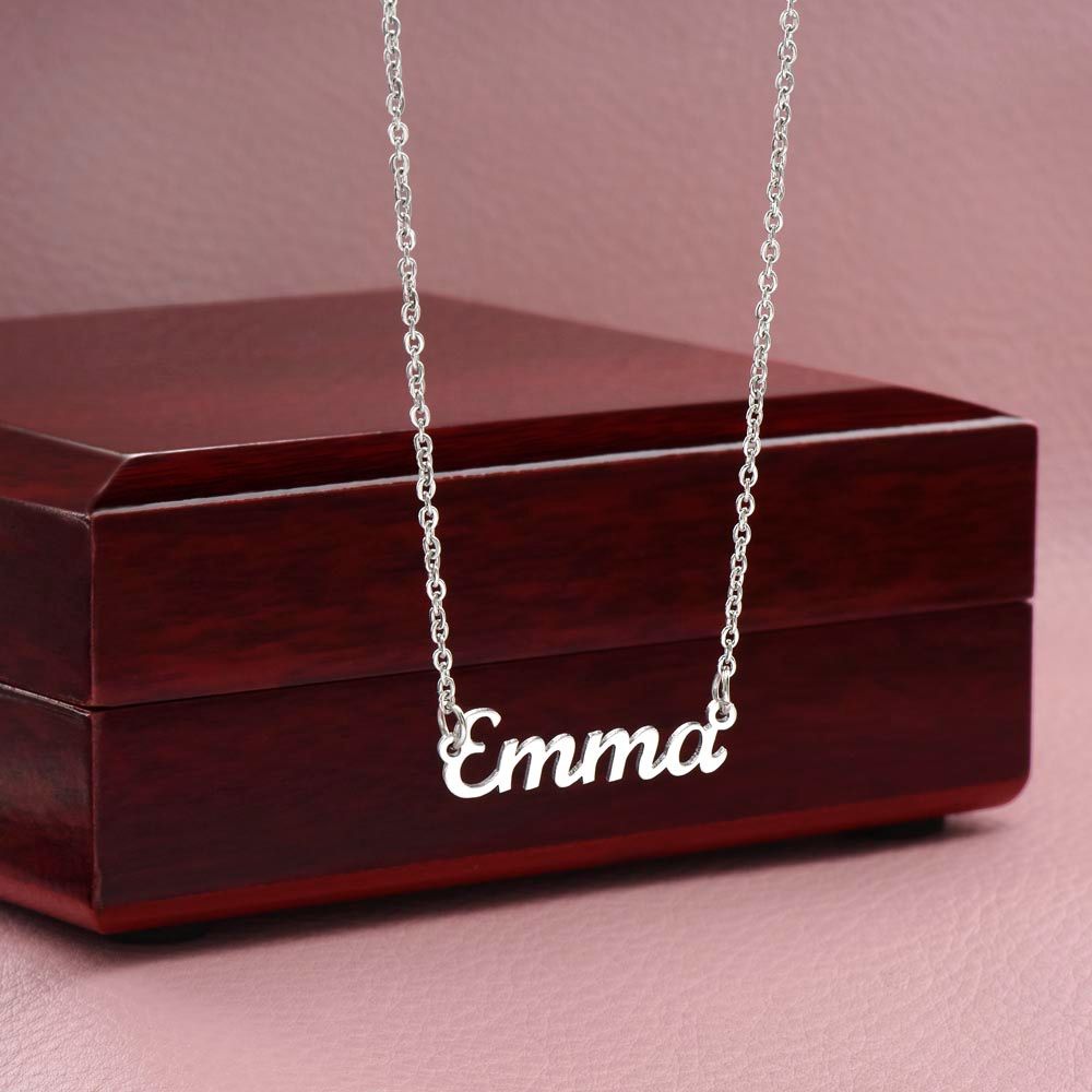 To My Beautiful Step Daughter ( Burgundy Card ) - Custom Name Necklace