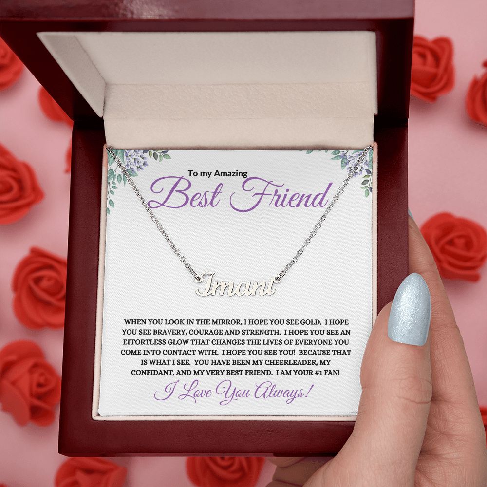 To My Amazing Best Friend (Purple Card ) - Custom Name Necklace