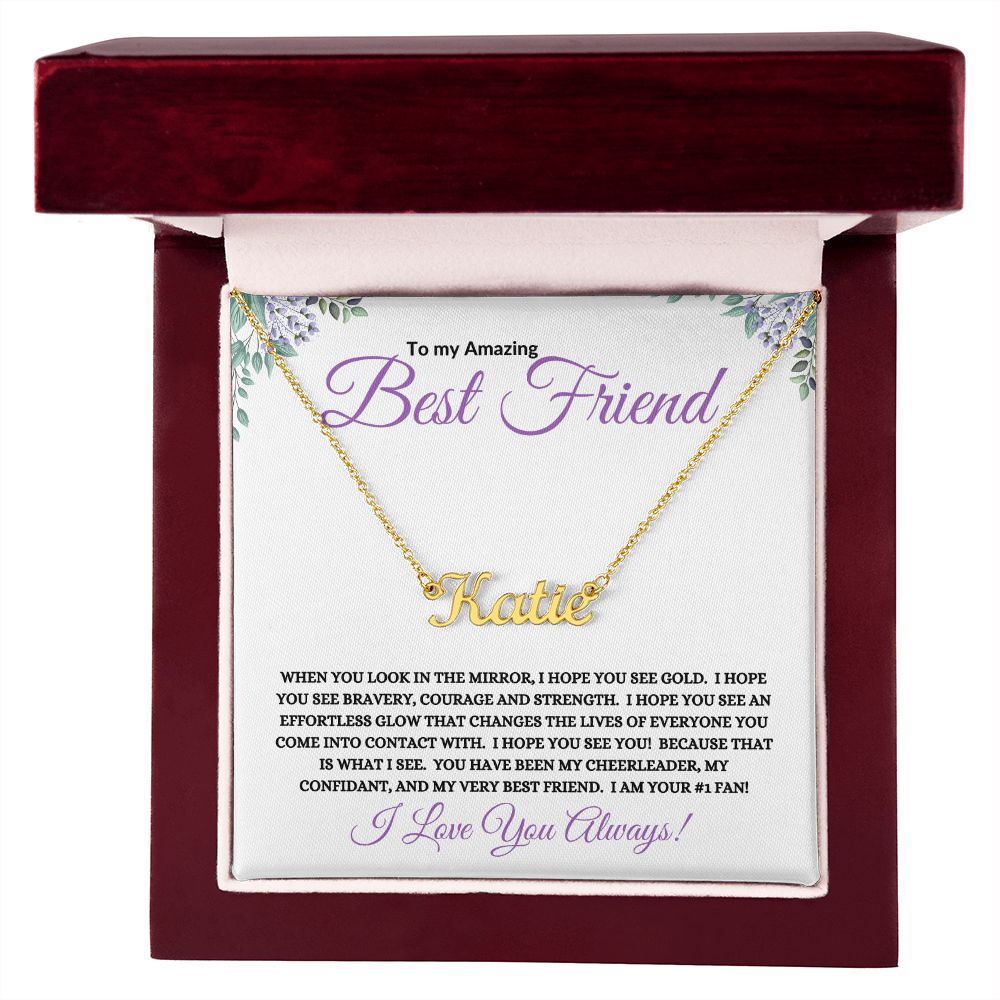 To My Amazing Best Friend (Purple Card ) - Custom Name Necklace