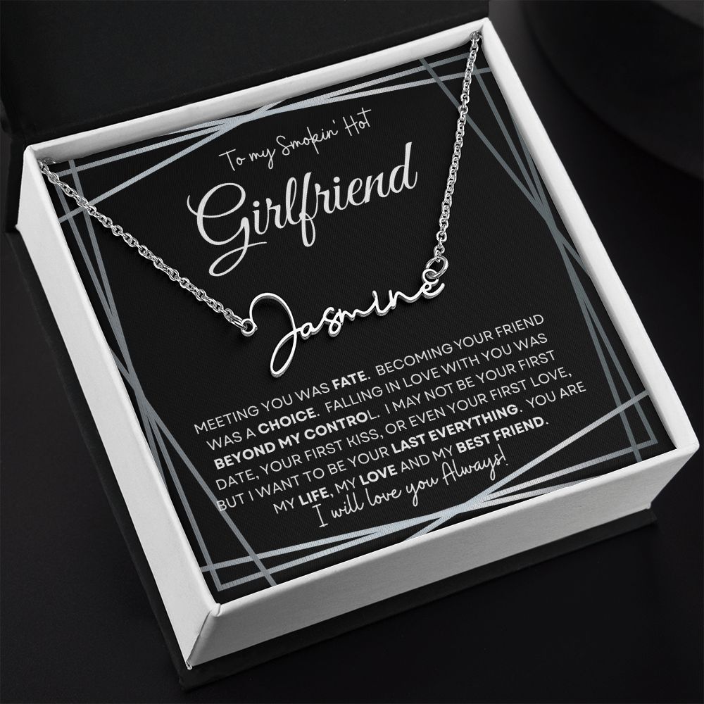 To My Smokin' Hot Girlfriend (Black Tapestry) - Script Name Necklace