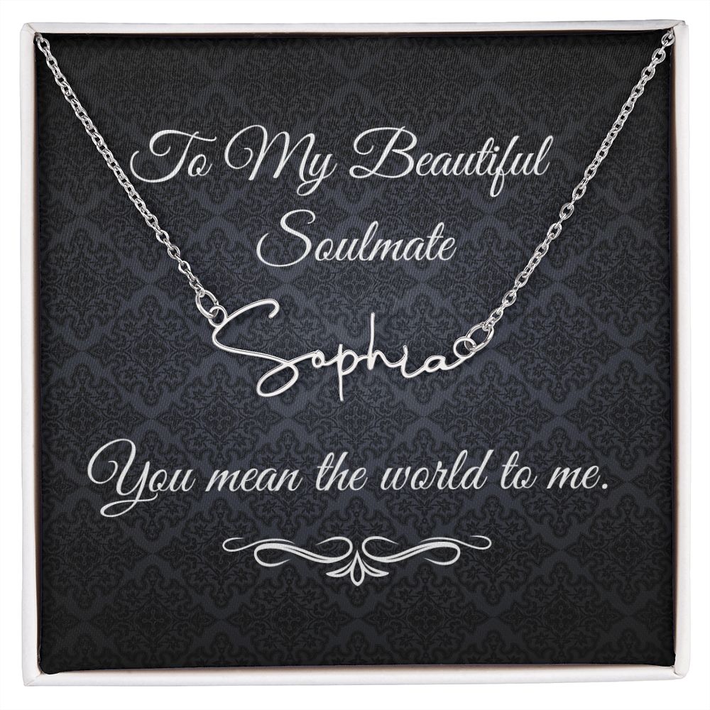 To My Beautiful Soulmate (Black Tapestry) - Script Name Necklace