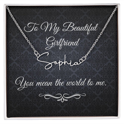 To My Beautiful Girlfriend (Black Tapestry) - Script Name Necklace