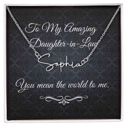 To My Beautiful Daughter-in-Law (Black Tapestry) - Script Name Necklace