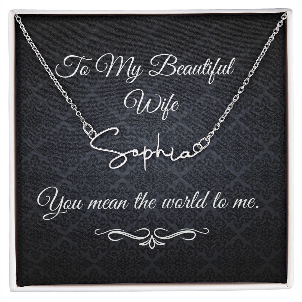 To My Beautiful Wife (Black Tapestry) - Script Name Necklace