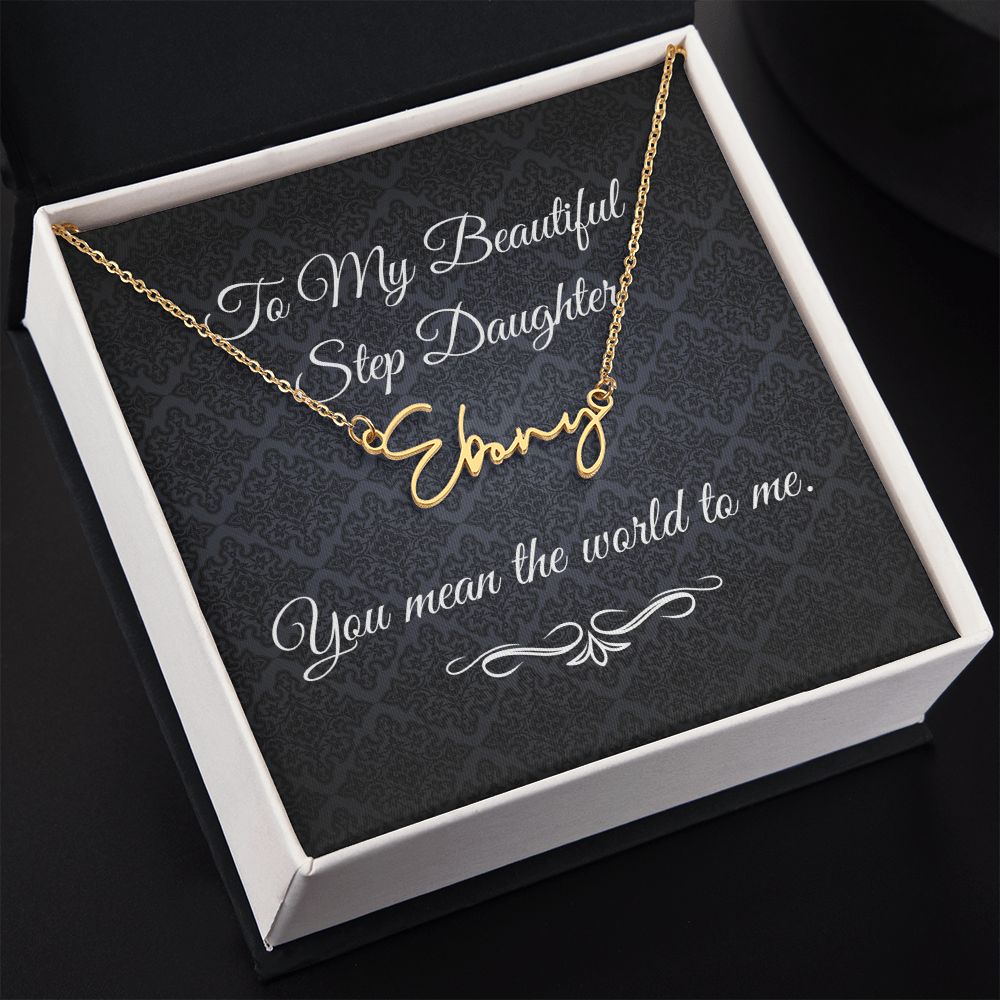 To My Beautiful Step Daughter / stepdaughter (Black Tapestry) - Script Name Necklace