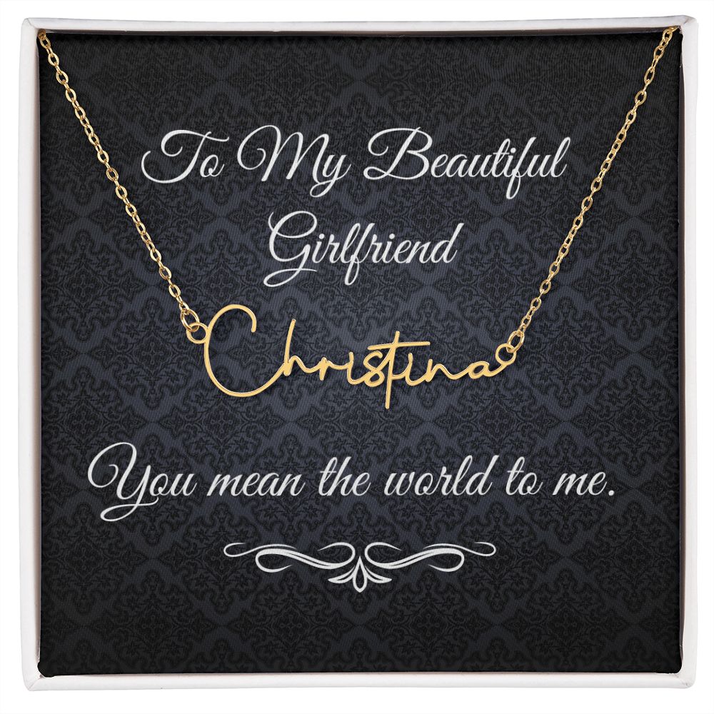 To My Beautiful Girlfriend (Black Tapestry) - Script Name Necklace