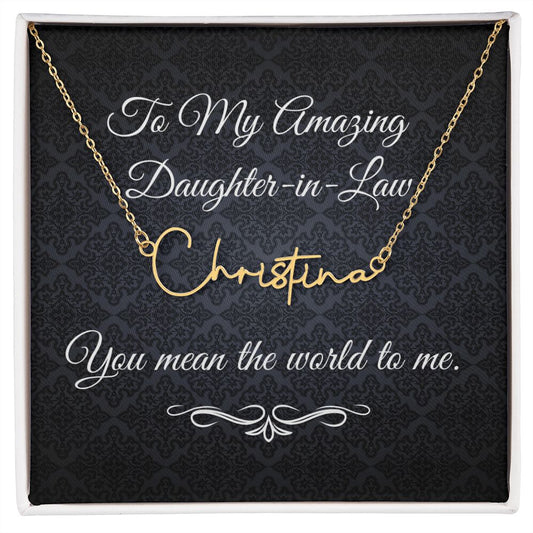 To My Beautiful Daughter-in-Law (Black Tapestry) - Script Name Necklace