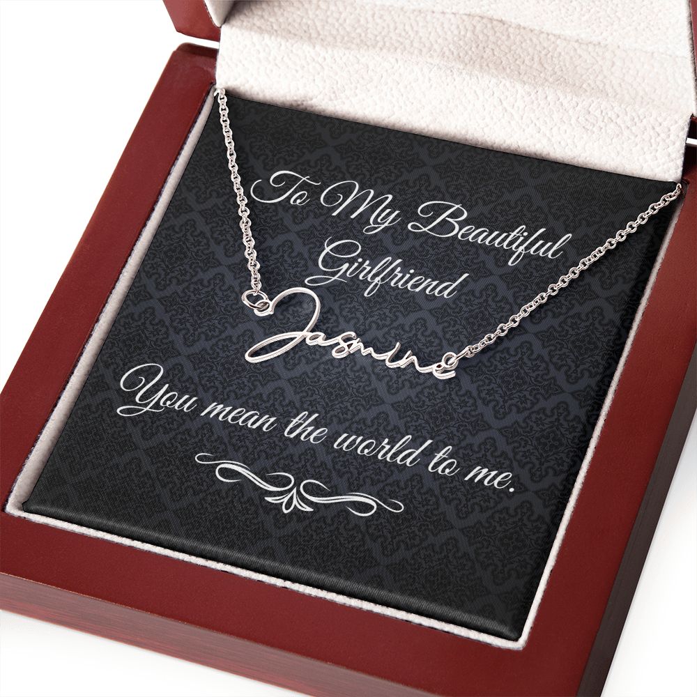 To My Beautiful Girlfriend (Black Tapestry) - Script Name Necklace