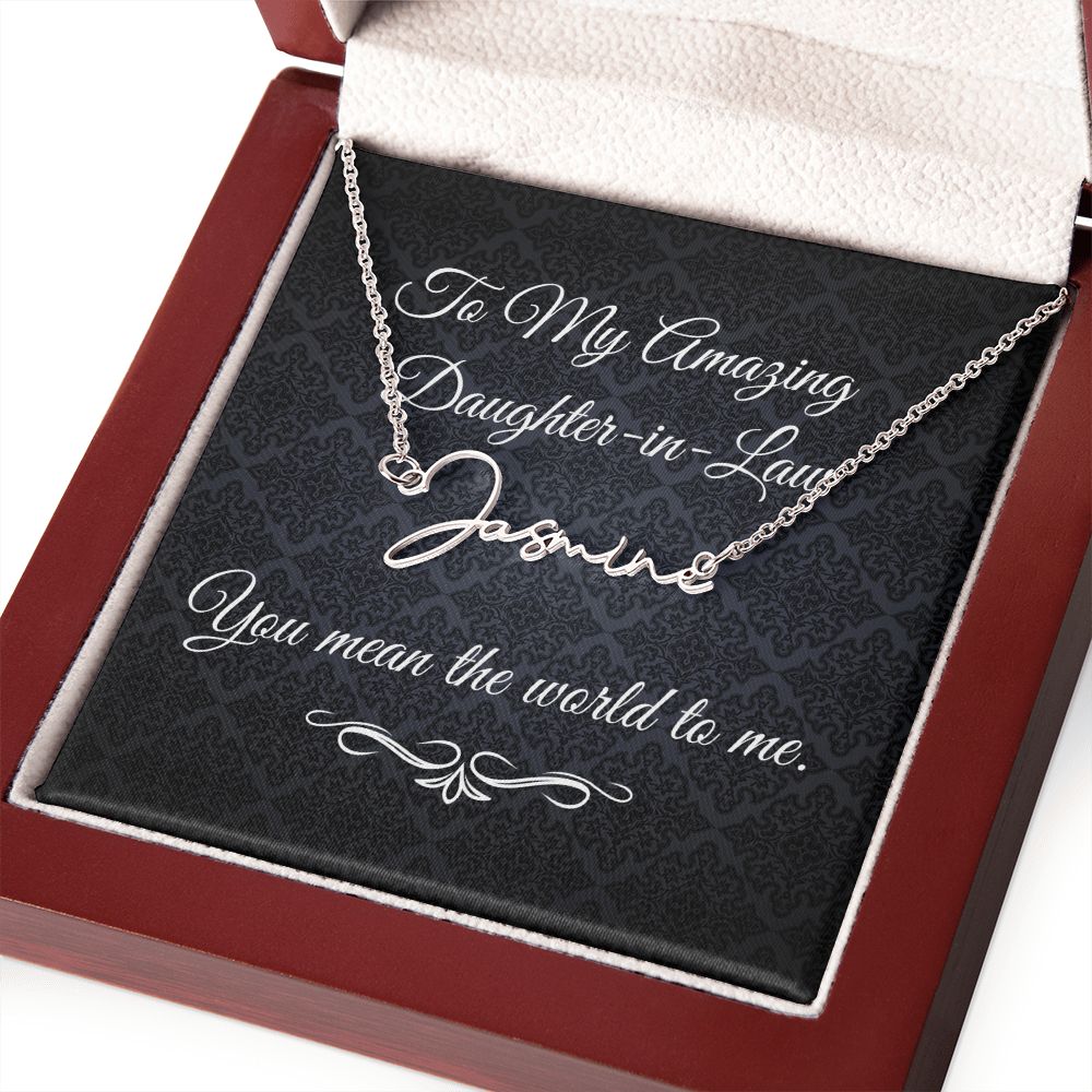 To My Beautiful Daughter-in-Law (Black Tapestry) - Script Name Necklace