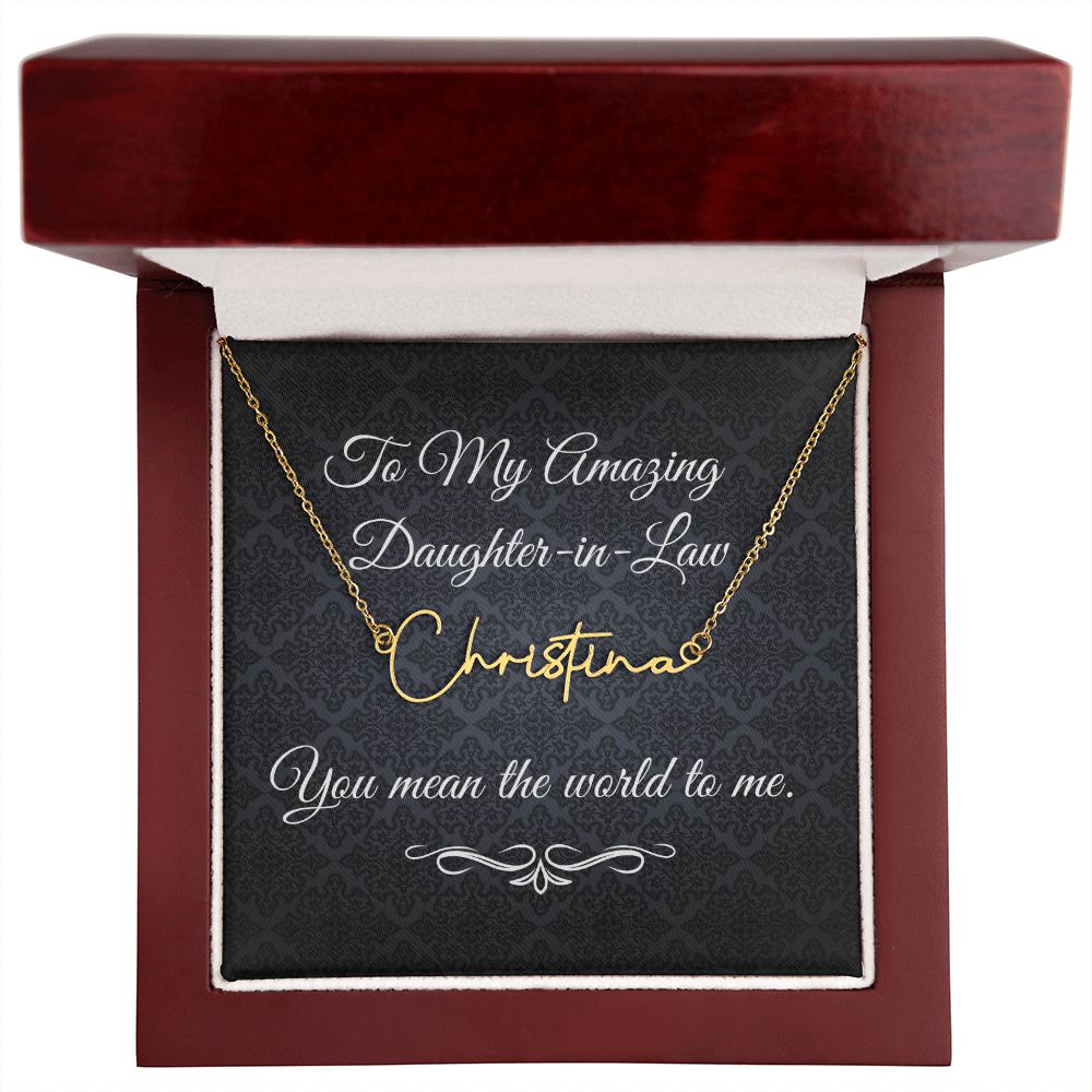 To My Beautiful Daughter-in-Law (Black Tapestry) - Script Name Necklace