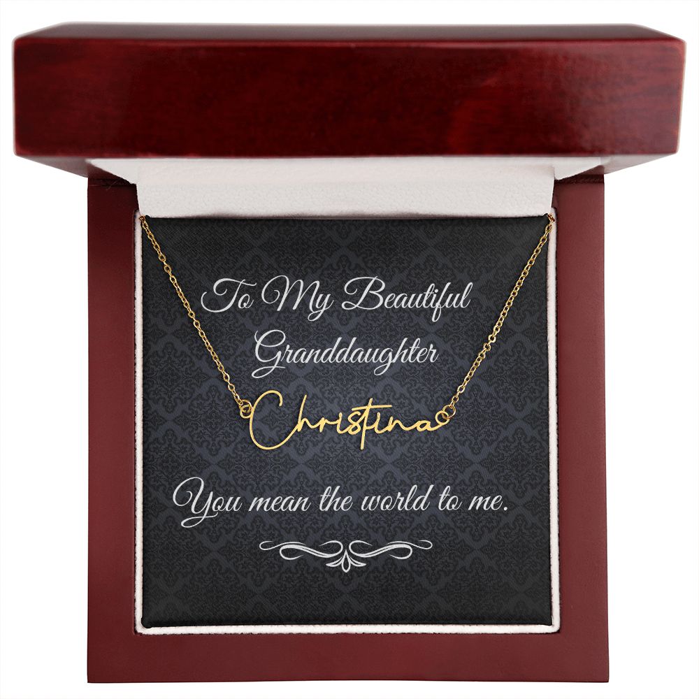 To My Beautiful Granddaughter (Black Tapestry) - Script Name Necklace