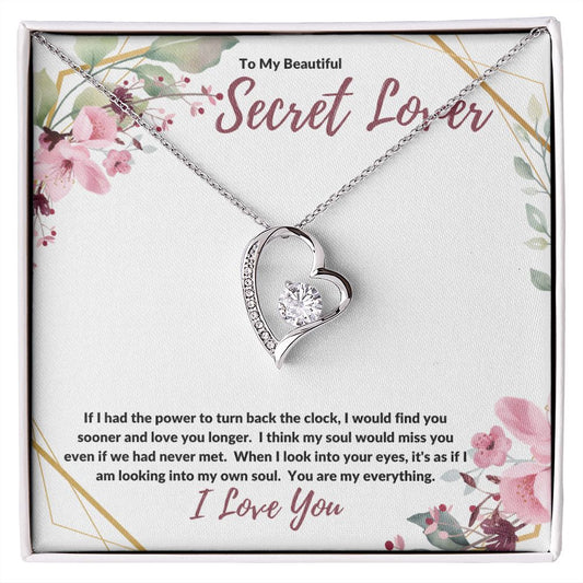 To My Secret Lover (Burgundy Card) - Forever Love Necklace