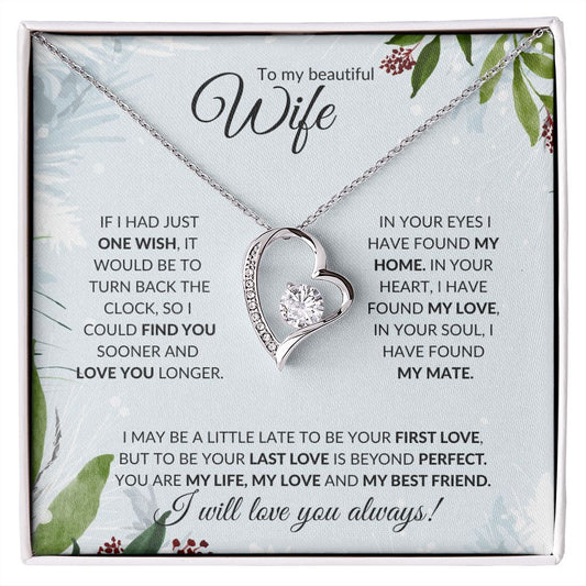 Wife (Christmas Holly Card) - Forever Love Necklace