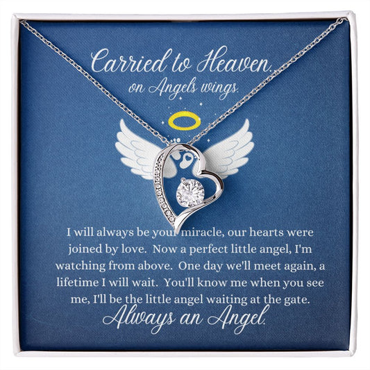Carried to Heaven on Angel Wings (Infant Loss / Child Loss / In Memory / sympathy) - Forever Love Necklace
