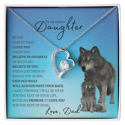 To My Badass Daughter From Dad (Wolf) - Forever Love Necklace