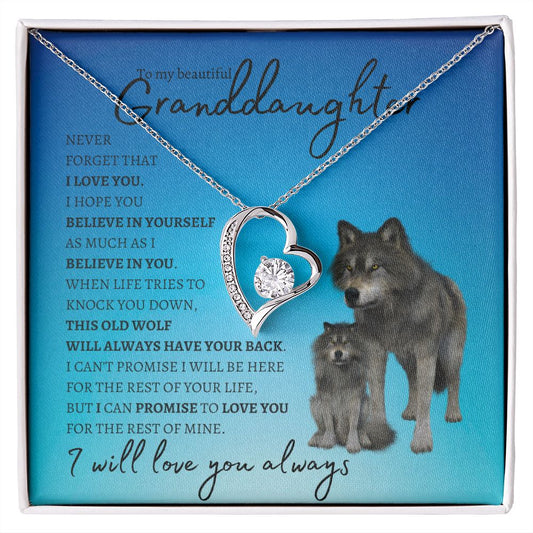 To My Beautiful Granddaughter (Wolf) - Forever Love Necklace
